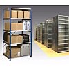 Rayonnage professionnel semi industriel métallique tôlé pour stockage léger à mi-lourd, composé de m...