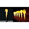 Flammes tendues de 4 m et boules de feu.
