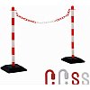 Idéal pour un balisage de proximité !Poteaux matière plastique rouge-blanc ø 4 cm x H 95 cm sur socl...