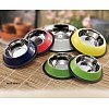 These stainless steel pet bowls come attractively colored from the outside and feature anti-skid rub...