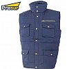 Gilet polyester/coton matelassé. Doublure polyester. Matelassage polyester. Col officier avec fermet...