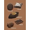 «Nos rochers» : Un praliné, enrobé de chocolat lait, noir ou ivoire mélangé avec des grains d'amande...