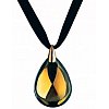Pendentif Psydélic petit modèle en cristal clair scarabée jaune monté sur bélière en or jaune- Cordo...